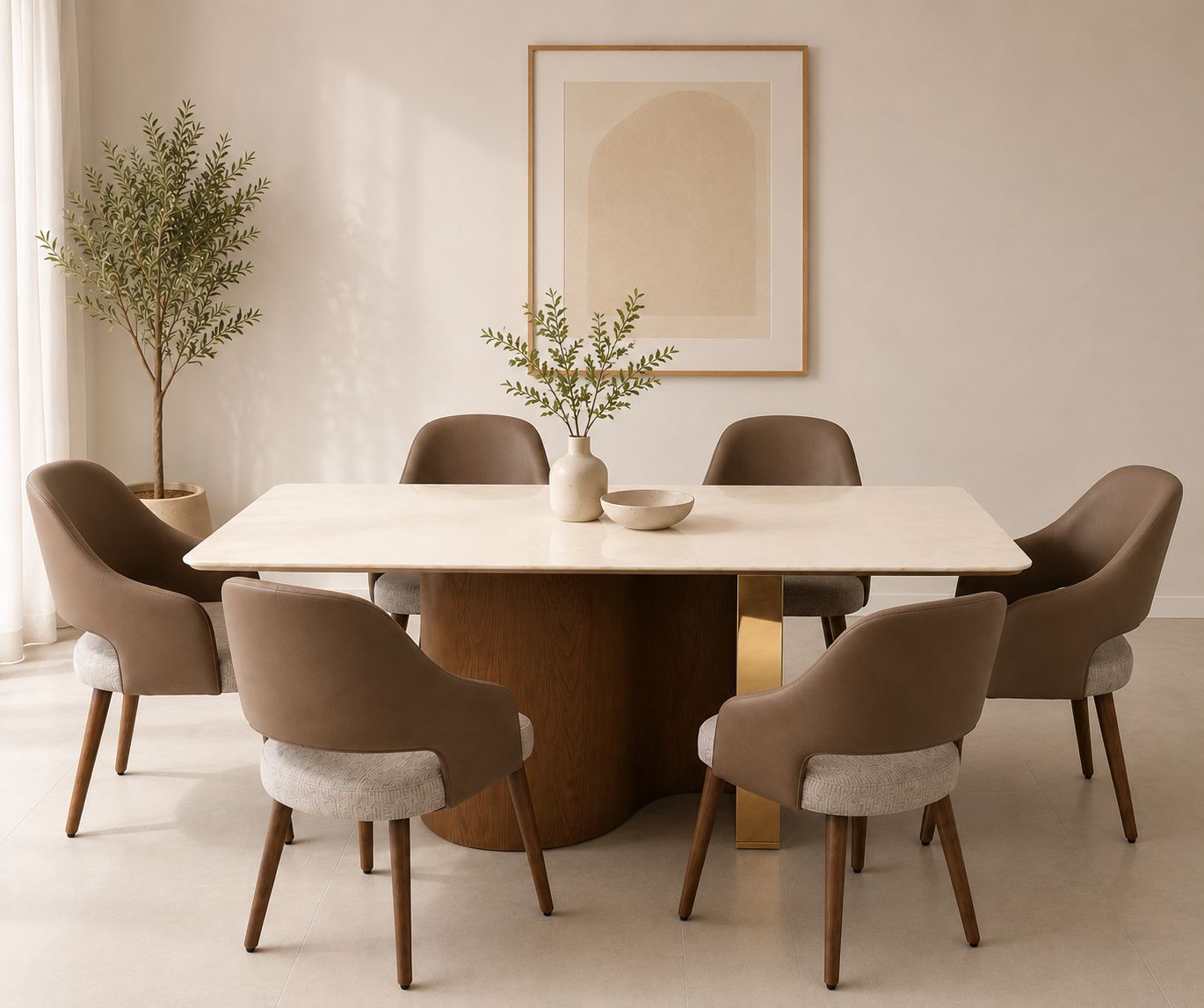 Marble Onyex 1.7(170x90) With Base T-39 Dining Chair 1+6 Seater (HYD)